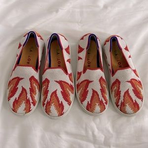 Rothy's Kids Slip-On Sneakers Flame Print Bundle Unisex Size 13 & Size 1
